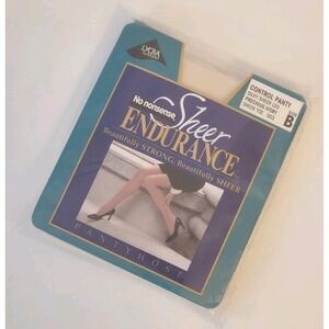 No Nonsense Sheer Endurance Sz B Precious Ivory Control Pantyhose Sheer Toe Vtg